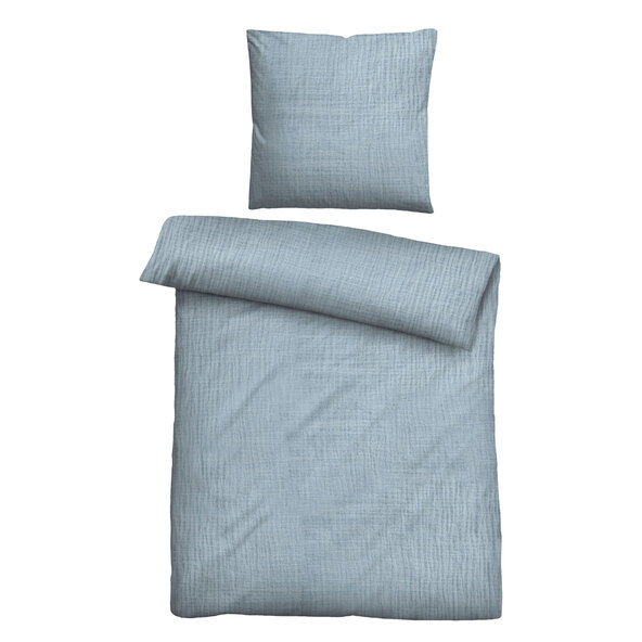Musselin Bettwäsche 135/200 + 80/80 cm, taubenblau