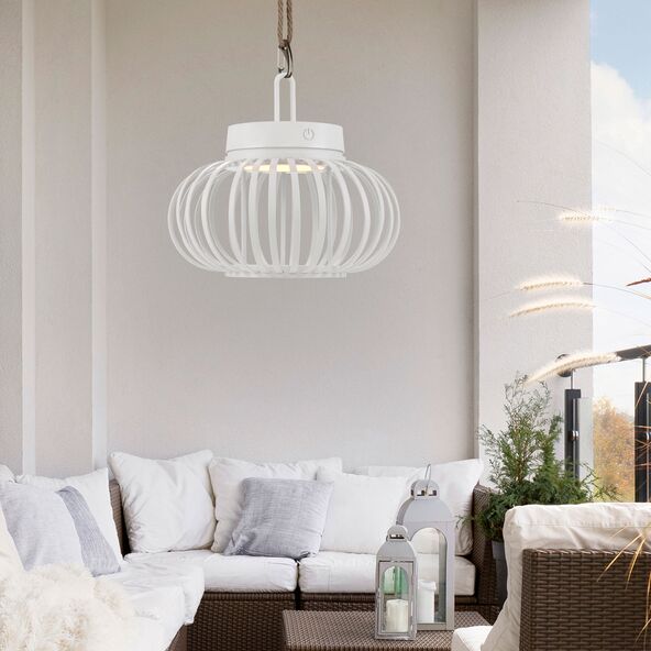 LED-Akku-Tisch- und Bodenleuchte Korga, weiß, ⌀ 25 cm