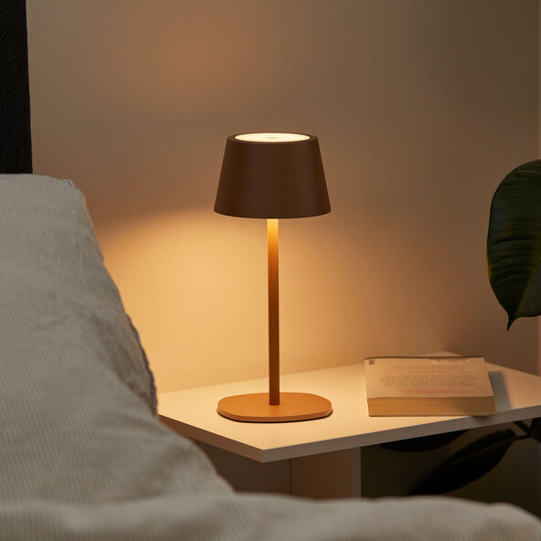 3 in 1 LED-Akku-Tischleuchte, braun-metallic