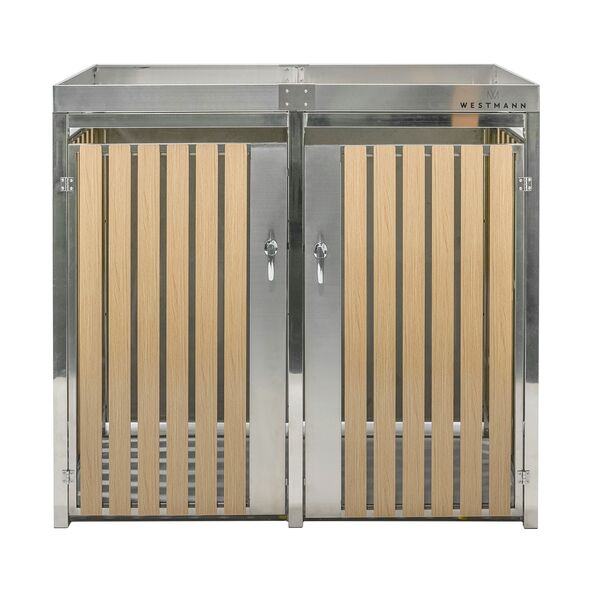 Bepflanzbare Mülltonnenbox Edelstahl, 2 x 240 l