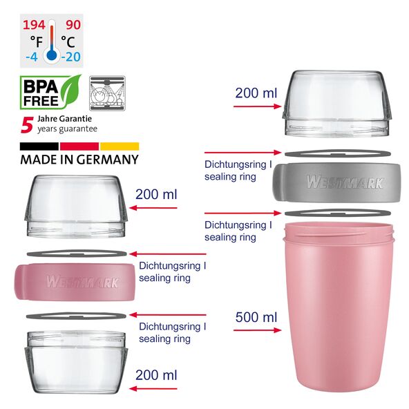 Müslibecher-/ Pocketbox-Set, rosa