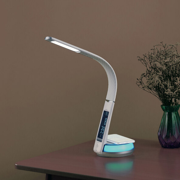 LED-Schreibtischlampe mit Wireless Charging, weiß