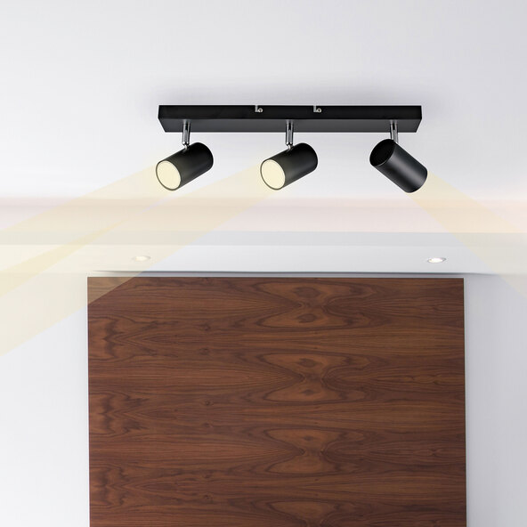 LED-Deckenstrahler 3er Spot, inkl. 3x GU10, schwarz