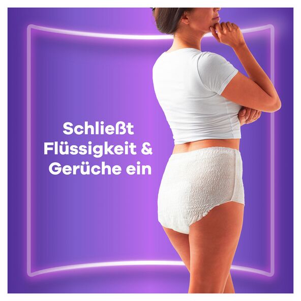 Verpackungen von Inkontinenz Höschen Plus, Größe L, im Monatspaket. Die Packungen sind rechteckig, weiß und zeigen eine stilisierte Person.
