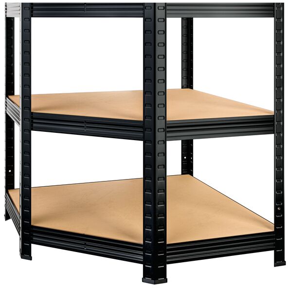 Schwerlast-Eckregal Premium, 6 Böden, schwarz
