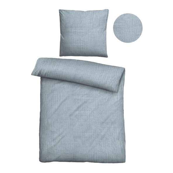 Musselin Bettwäsche 135/200 + 80/80 cm, taubenblau