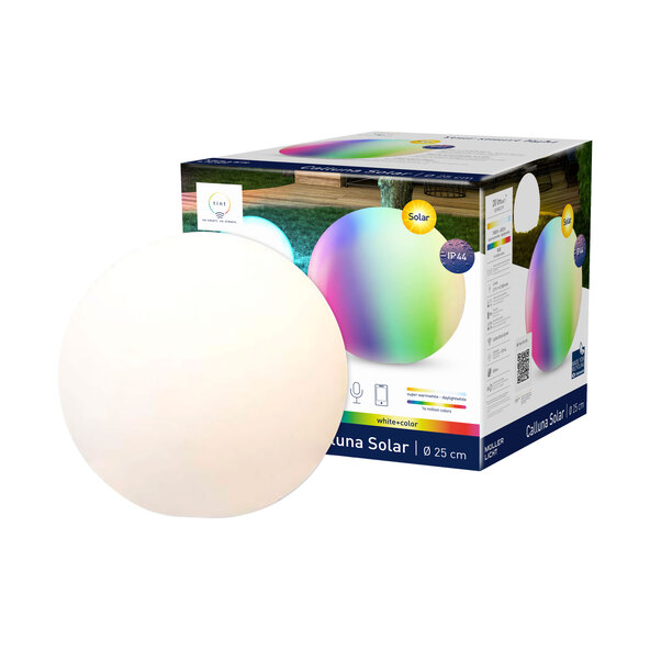 Smarte LED-Outdoor-Leuchtkugel Calluna Solar ⦰25 cm, white+color
