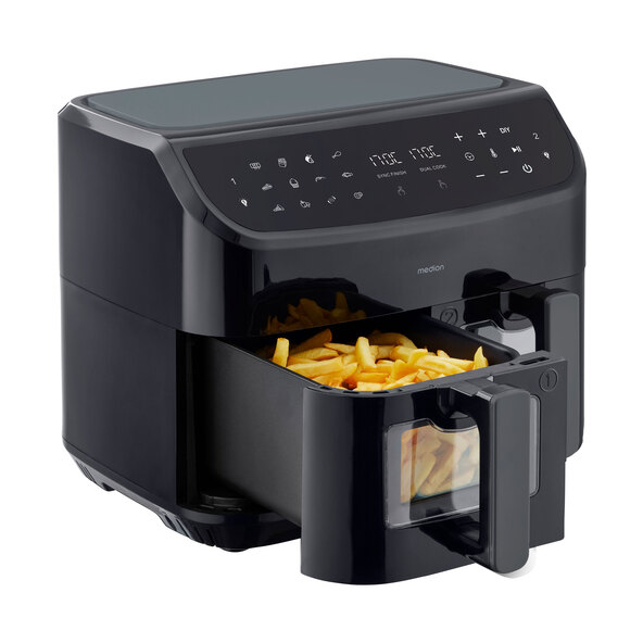 Doppel-Heißluftfritteuse (MD 11760), 2x 4,35 l, schwarz