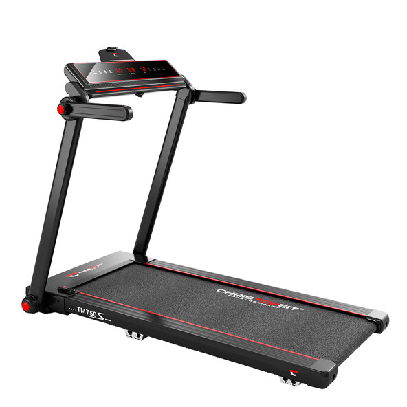 Freigestelltes Laufband des Modells Laufband TM, frontal aufgenommen, mit Display und Bedienelementen, vor weißem Hintergrund.