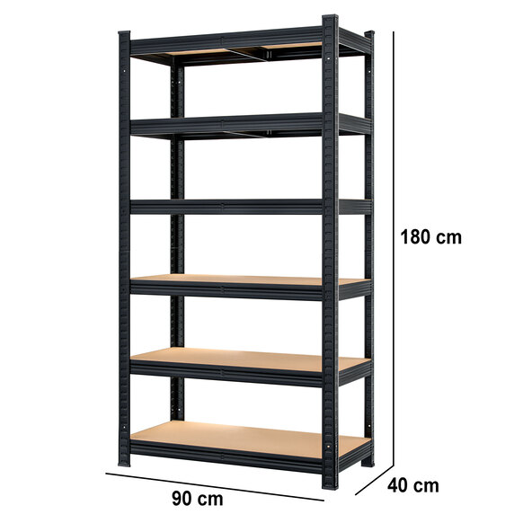 Schwerlastregal Premium, 6 Böden, schwarz