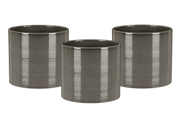 Keramik-Blumentopf 3er Set Ø 16 cm, Glass Grey