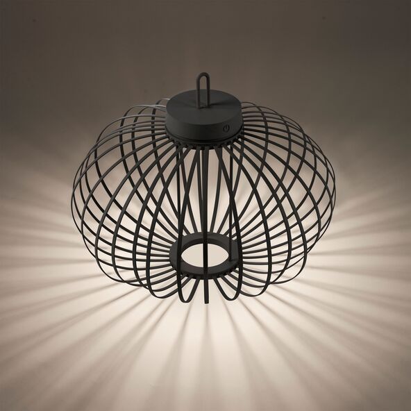 LED-Akku-Tisch- und Bodenleuchte Korga, schwarz, ⌀ 46 cm