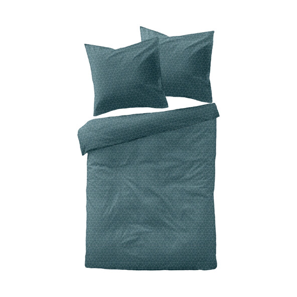 Bettwäsche Jacquard-Feinbiber 200/220 + 2x80/80 cm, Wabe petrol
