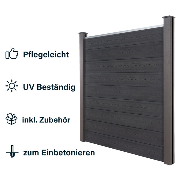 WPC Sichtschutzzaun CALLADO 1 x Element + 2 x Pfosten