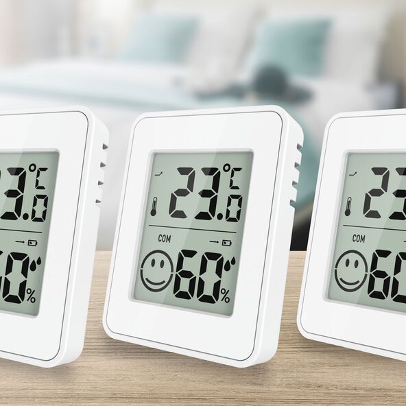 Thermo-Hygrometer, 3er Set, weiß