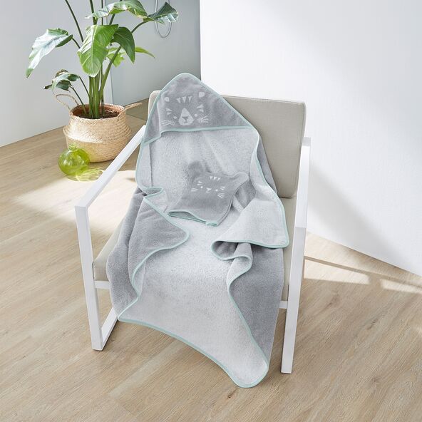Kapuzenhandtuch inkl. Waschhandschuh, Katze