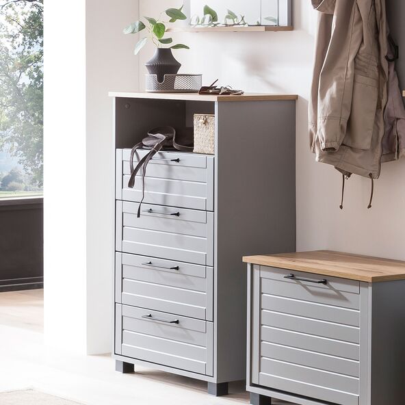 Jelda Highboard 600, platingrau/Eiche Landhaus