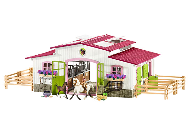 Horse Club Reiterhof mit Reiterin und Pferden