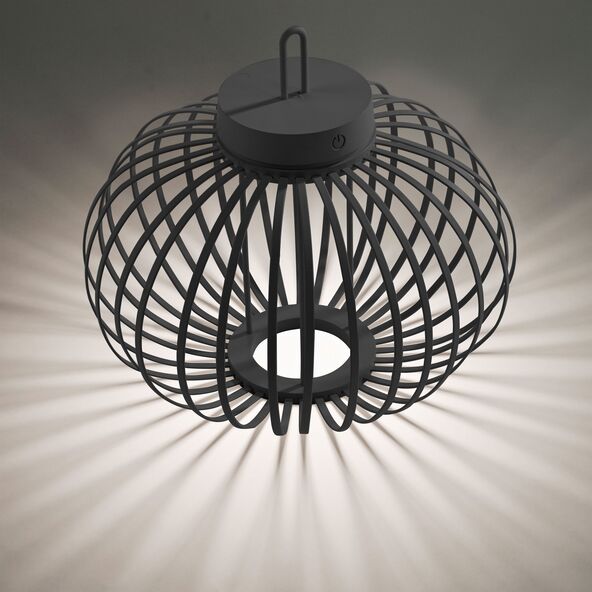 LED-Akku-Tisch- und Bodenleuchte Korga, schwarz, ⌀ 36 cm