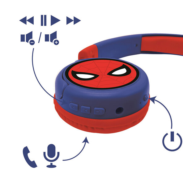 2 in 1 Bluetooth-Kopfhörer für Kinder, Spiderman