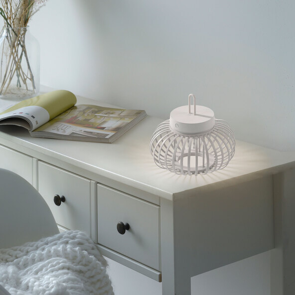 LED-Akku-Tisch- und Bodenleuchte Korga, weiß, ⌀ 25 cm