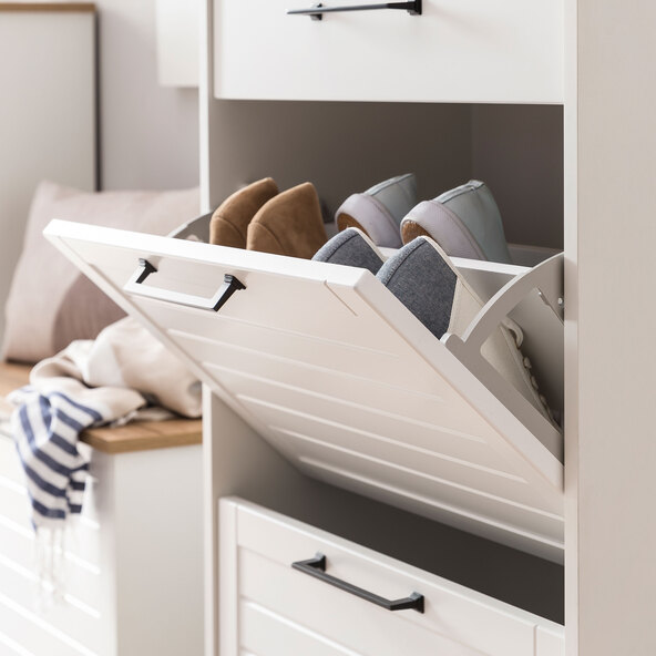 Jelda Schuhschrank 620, mattweiß/Eiche Landhaus