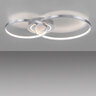 Alufarbene, runde LED-Deckenleuchte ASMINA mit zentralem, flächigem Leuchtelement. Das Design ist schlicht und modern.