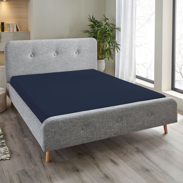Jersey Spannbetttuch, 180-200 x 200 cm, marine