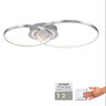 Eckige LED-Deckenleuchte ASMINA in Aluminiumoptik. Das Licht scheint nach unten durch eine opake, weiße Fläche. Das Gehäuse ist schmal und flach.