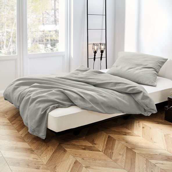 Leinen-Melange Bettwäsche, 155 x 220 cm, grau