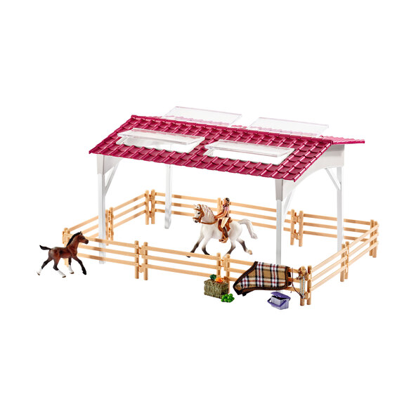 Horse Club Reiterhof mit Reiterin und Pferden