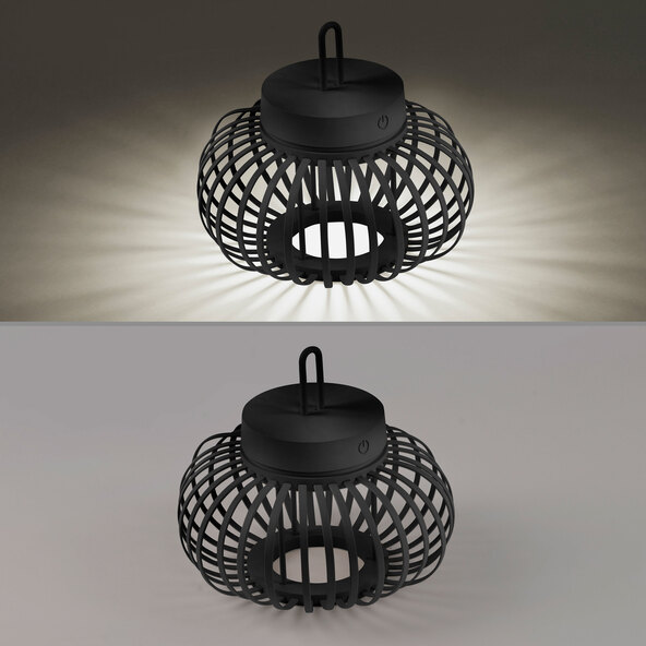 LED-Akku-Tisch- und Bodenleuchte Korga, schwarz, ⌀ 25 cm