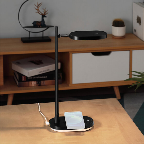 LED-Schreibtischlampe mit Wireless Charging, schwarz