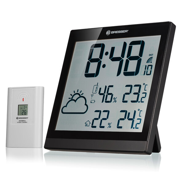 LCD Wetter-Wanduhr ClimaTemp JC, schwarz