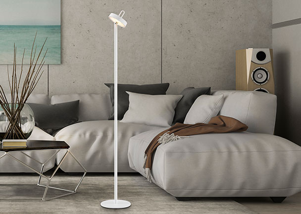 LED-Akku-Stehlampe Moda mit magnetischem Kopf, weiß