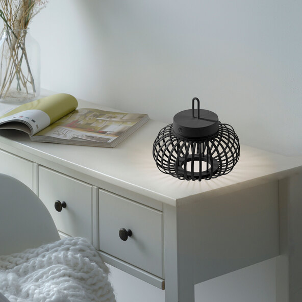 LED-Akku-Tisch- und Bodenleuchte Korga, schwarz, ⌀ 25 cm