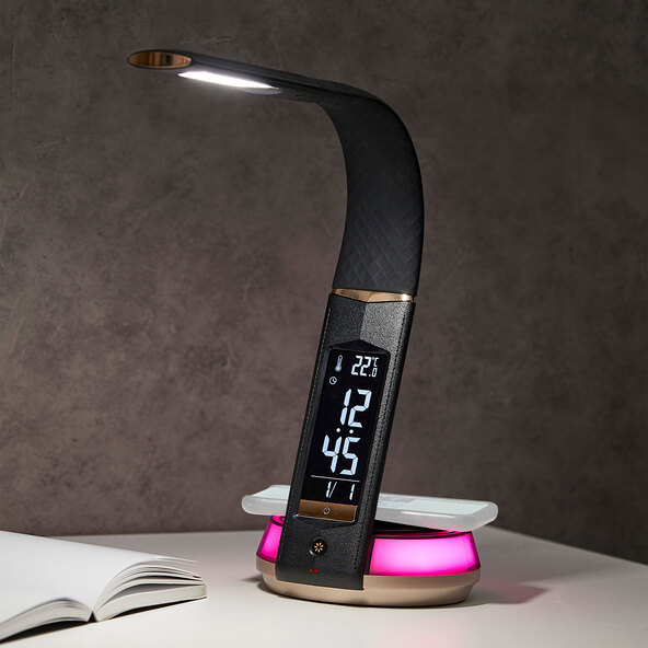 LED-Schreibtischlampe mit Wireless Charging, schwarz