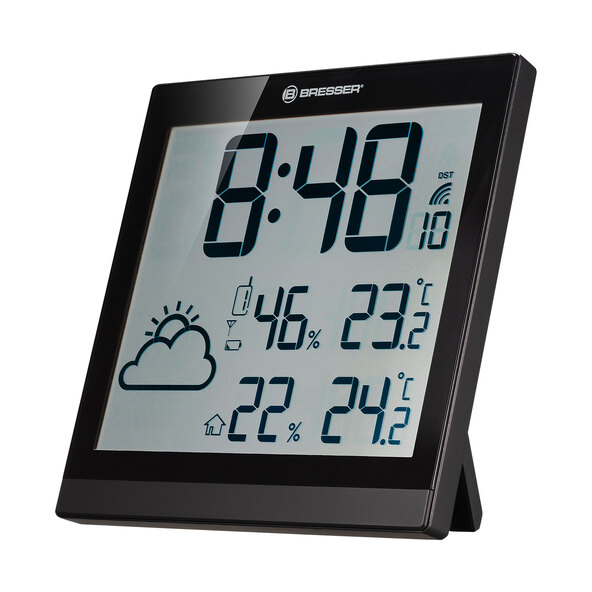 LCD Wetter-Wanduhr ClimaTemp JC, schwarz