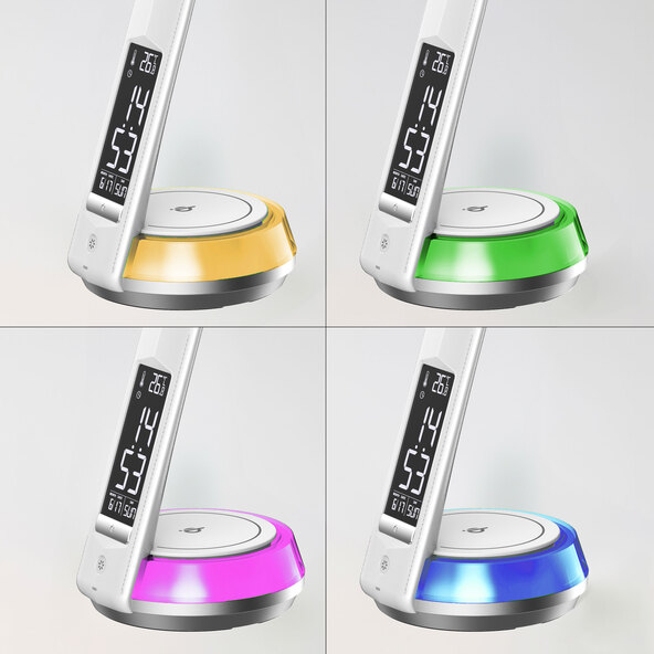 LED-Schreibtischlampe mit Wireless Charging, weiß