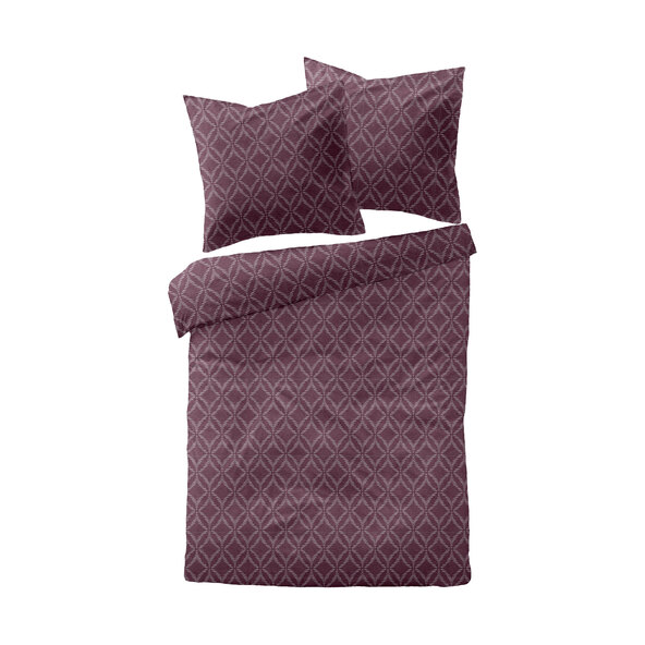 Bettwäsche Jacquard-Feinbiber 200/220 + 2x80/80 cm, Grafik bordeaux