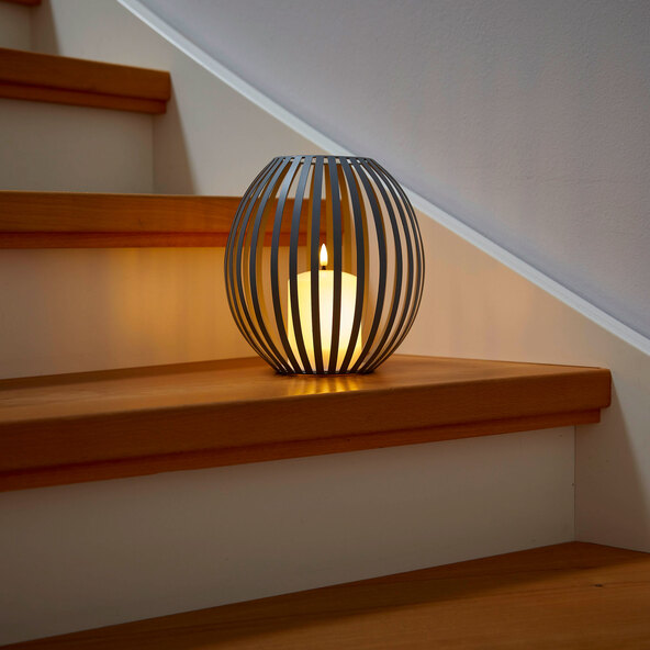 LED-Kerzenlaterne, grau