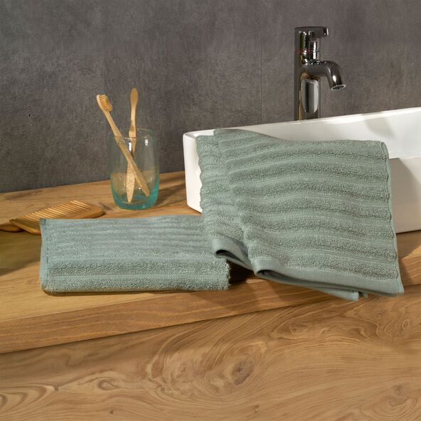 Handtuch Hoch/Tief, 2 x 2er Set, grün