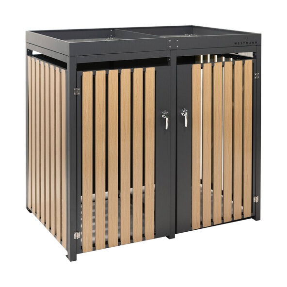 Bepflanzbare Mülltonnenbox Stahl, anthrazit, 2 x 240 l