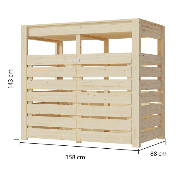 Mülltonnenbox mit Hochbeet, natur