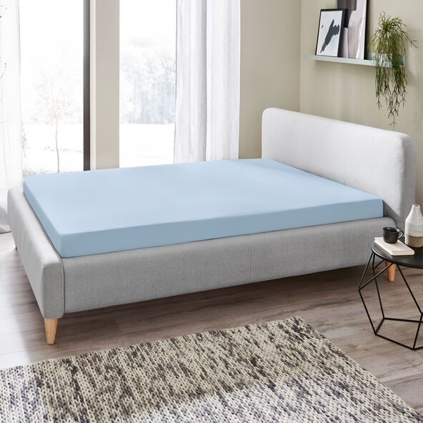 Feinbiber-Spannbetttuch, 90-100 x 200 cm, blau