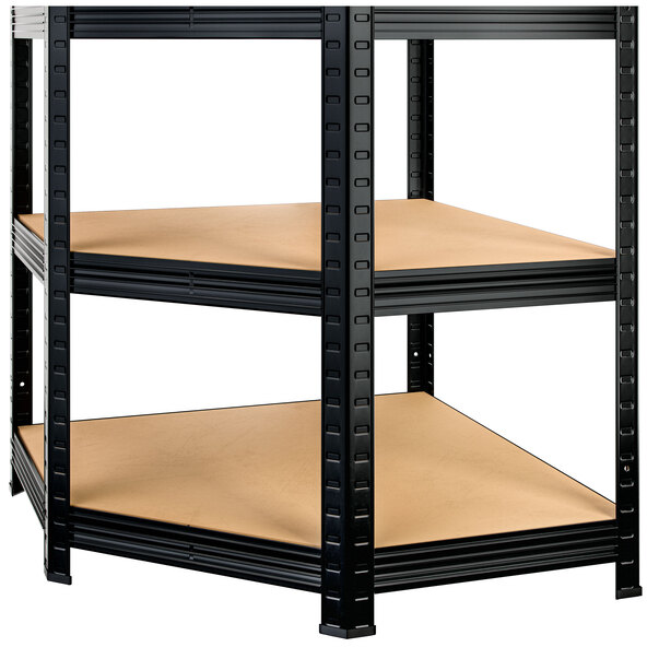 Schwerlast-Eckregal Premium, 6 Böden, schwarz