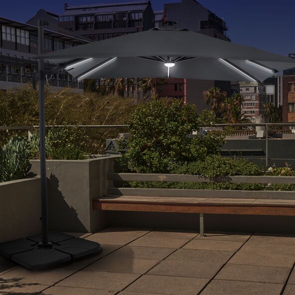 Alu-LED-Solarpendelschirm, 250 x 250 cm, anthrazit