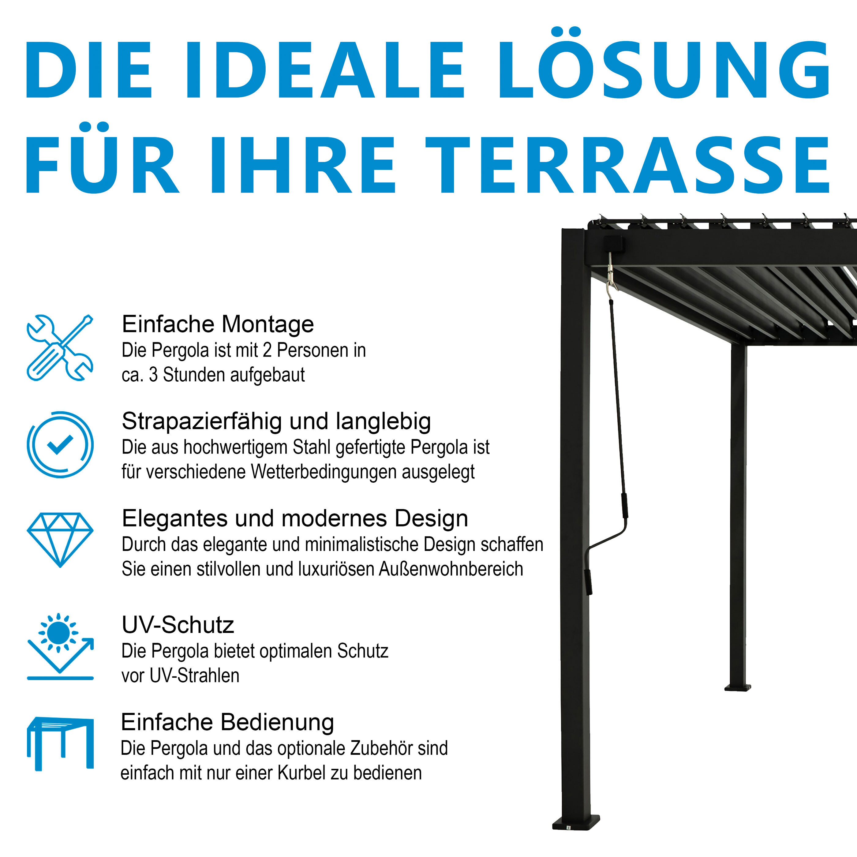 Mirador Pavillon mit Lamellendach, 3 x 3 m ALDI
