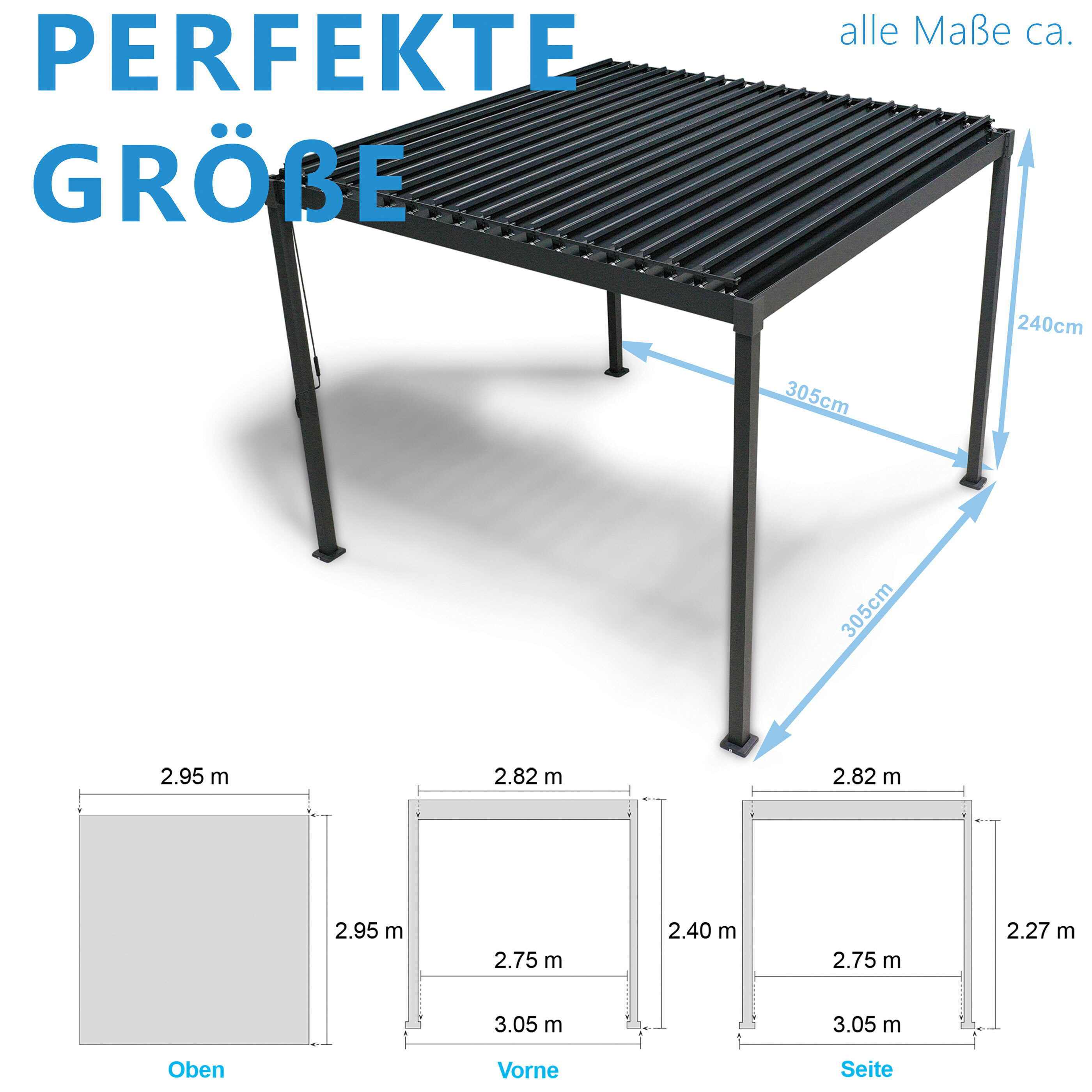 Mirador Pavillon mit Lamellendach, 3 x 3 m ALDI