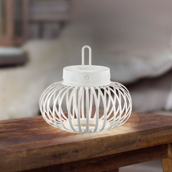 LED-Akku-Tisch- und Bodenleuchte Korga, weiß, ⌀ 25 cm